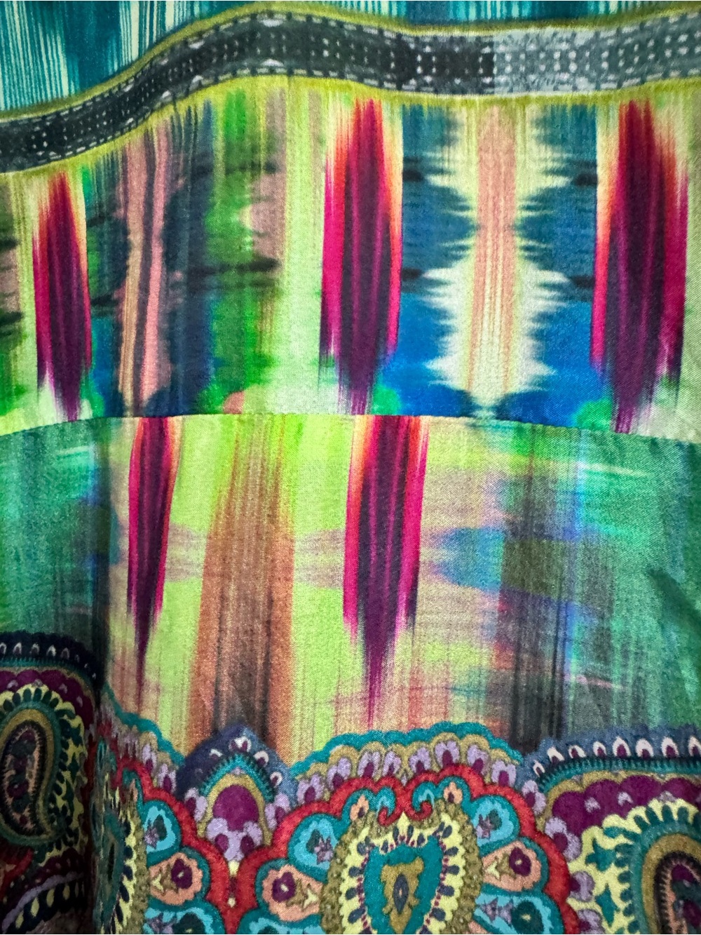 Johnny Was Silk Mix Print Oversized Tunic Blouse XL Boho Ikat Paisley boho - Picture 3 of 8